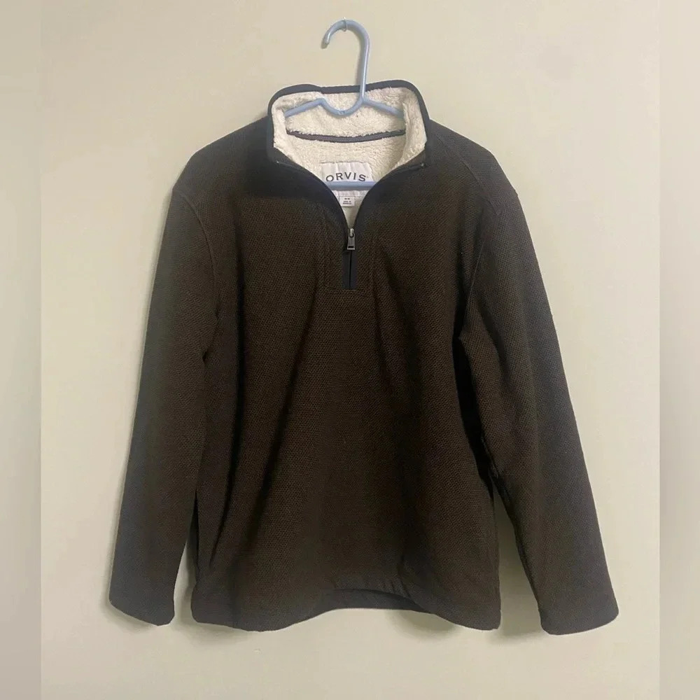 Orvis Classic Collection Fleece Sherpa Lined 1/4 Quarter Zip Pullover Medium M